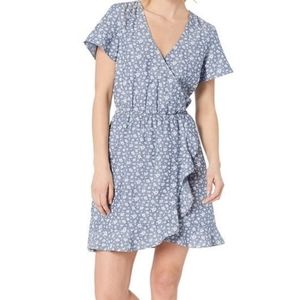 J.Crew Mercantile floral frilly faux wrap elastic waist mini dress